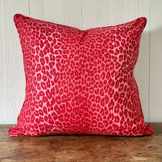 Raspberry Leopard Throw Pillow