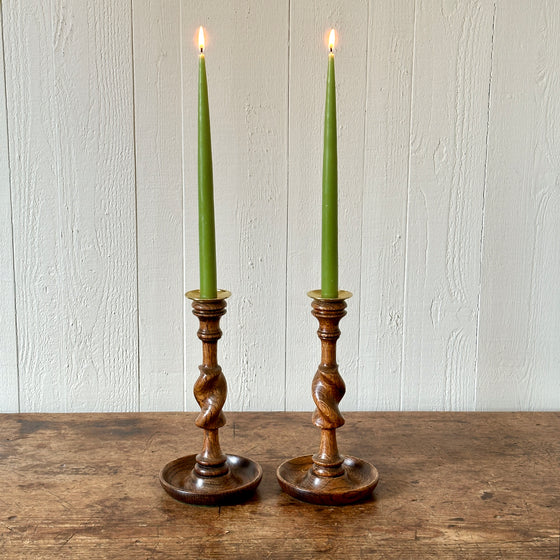 Antique English Oak Candlesticks