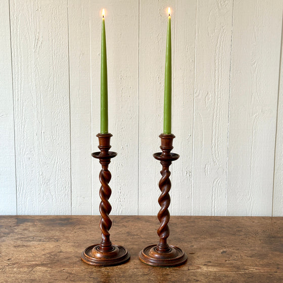 Antique English Oak Candlesticks