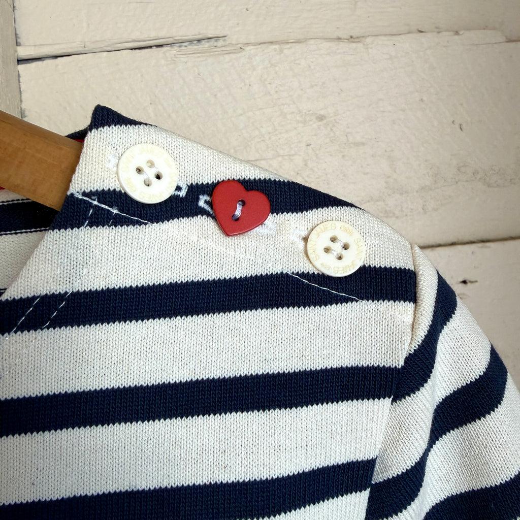 Saint James Meridame Stripe Shirt with Button Shoulder - Ecru / Navy