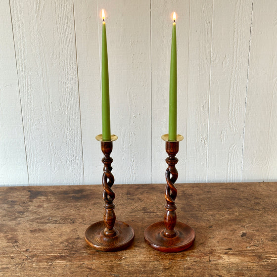 Antique English Oak Candlesticks