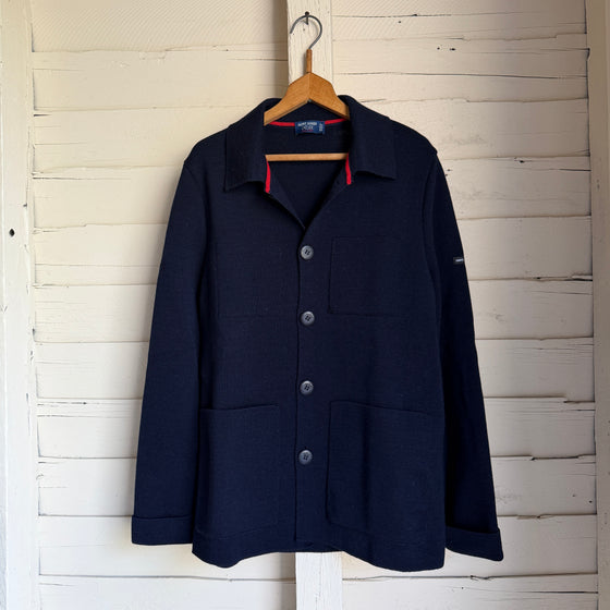 Saint James Ponte Knit Wool Cardigan - Navy