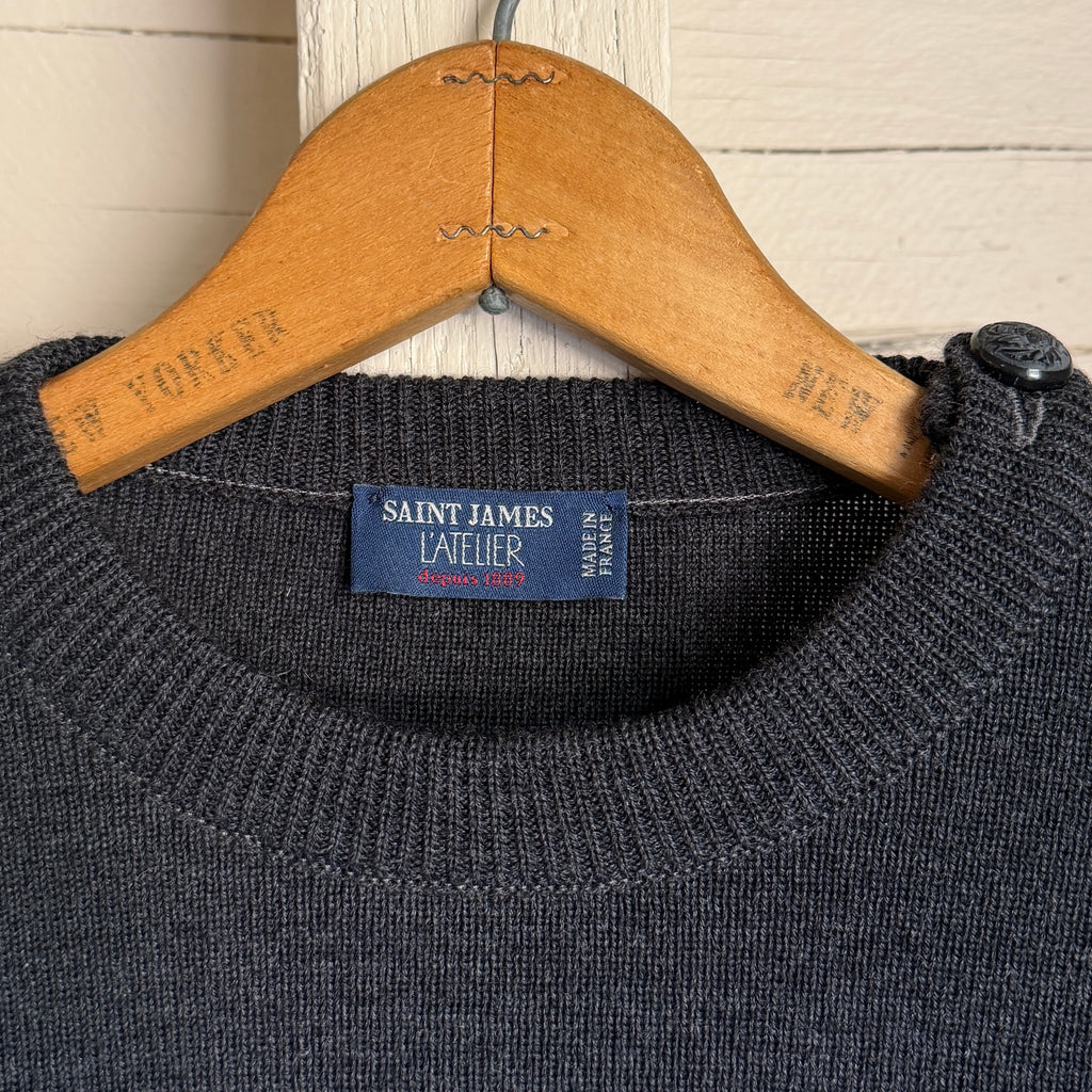 Saint James Rochefort Nautical Stripe Sweater - Anthracite / Ecru