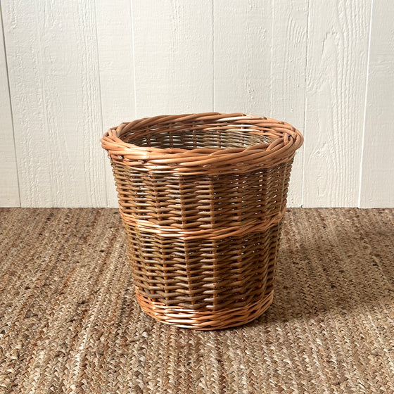 Scottish Round Green Willow Waste Basket