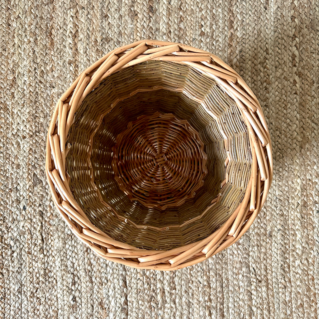Scottish Round Green Willow Waste Basket