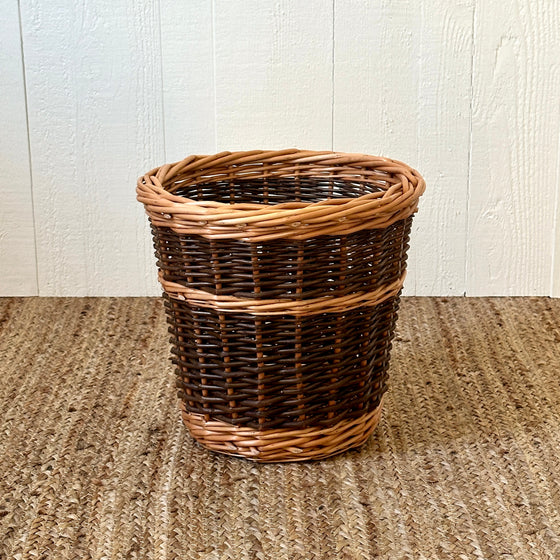 Scottish Round Brown Willow Waste Basket