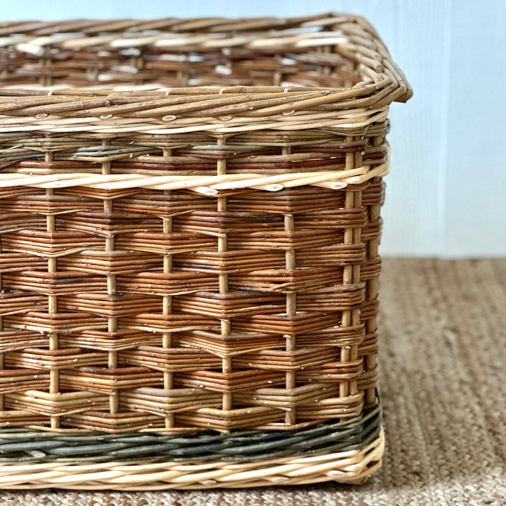 Small Rectangular French Willow Log Basket