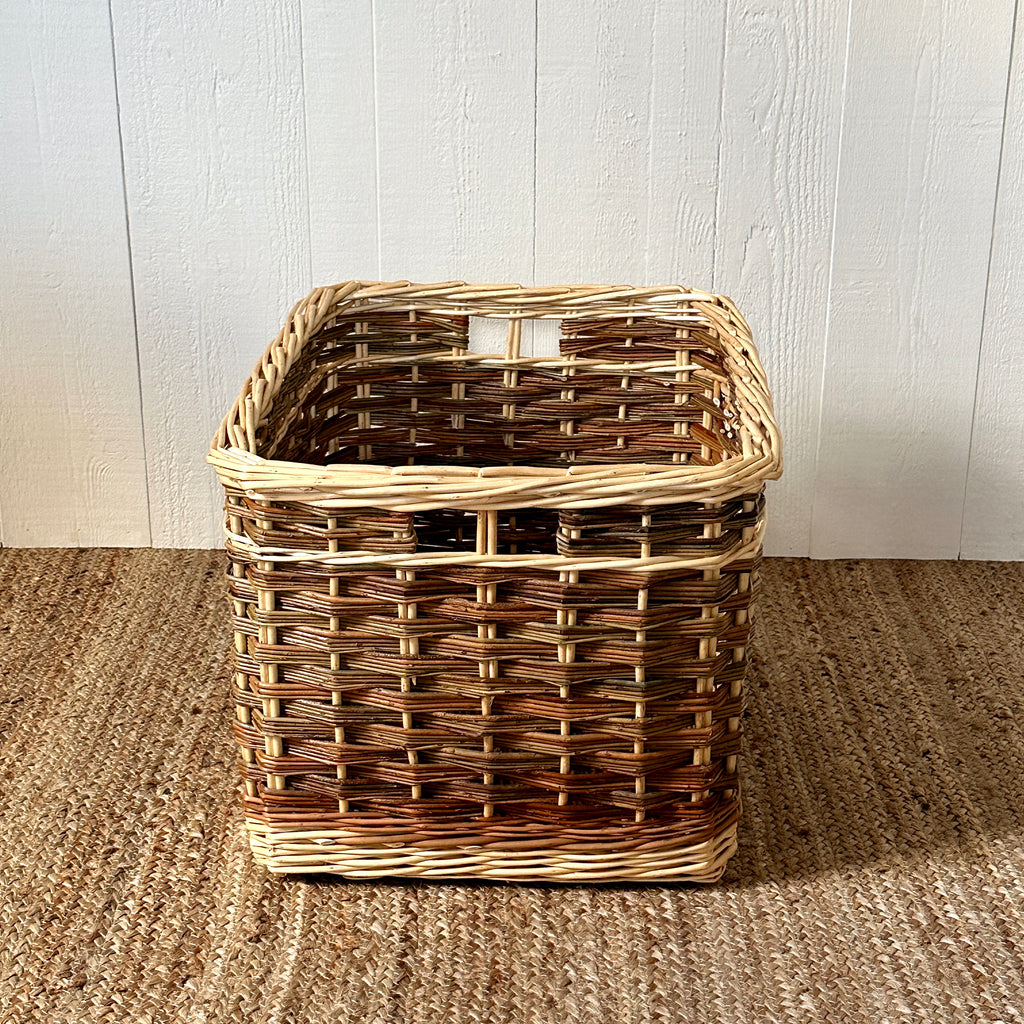 Small Rectangular French Willow Log Basket