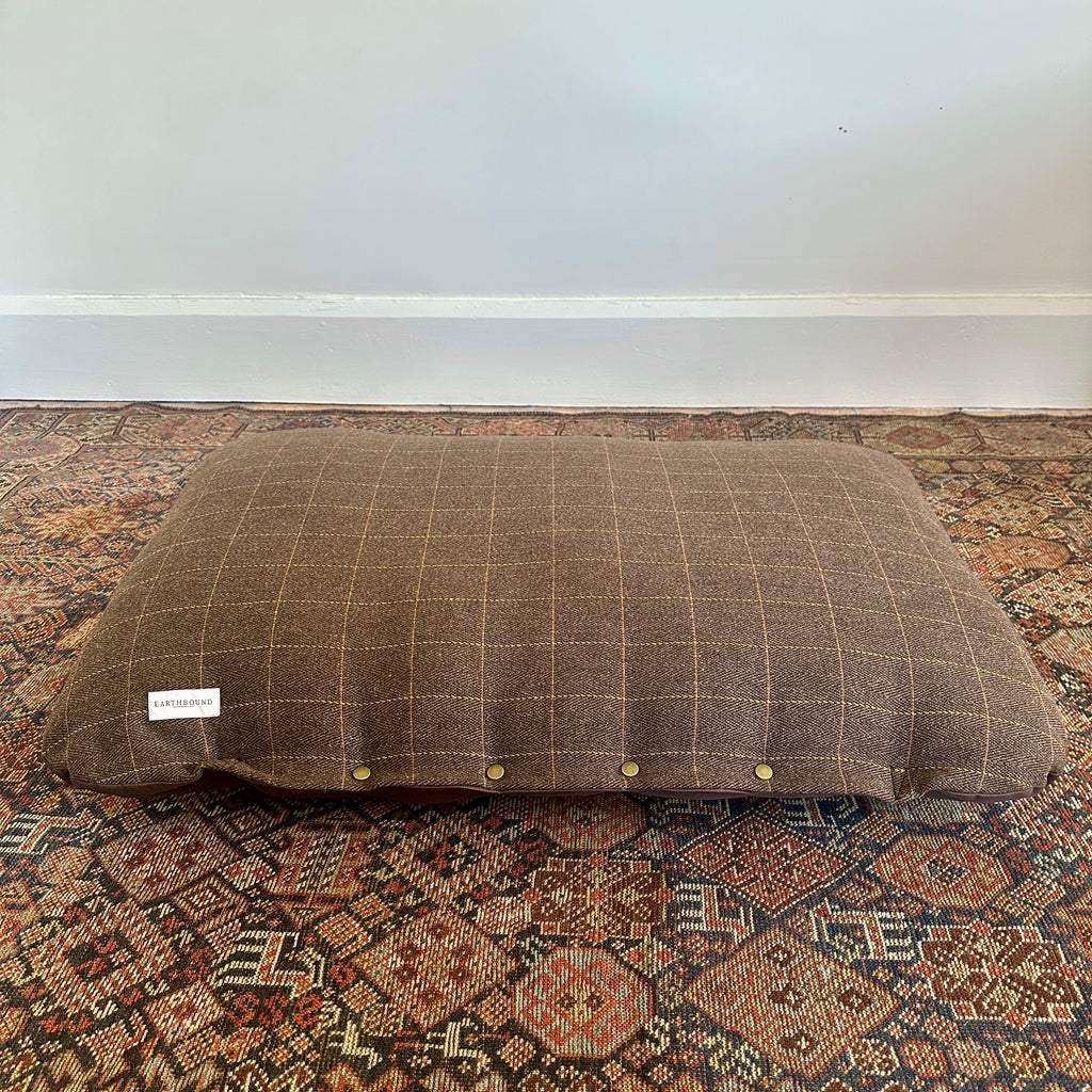 Brown Flat Traditional Tweed Cushion