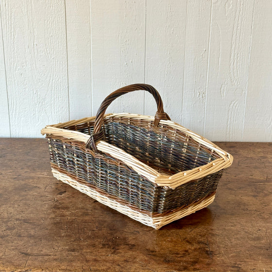 French Rectangular Willow Arm Basket with Criss-Cross