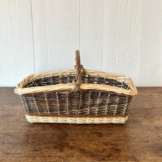 French Rectangular Willow Arm Basket with Braid