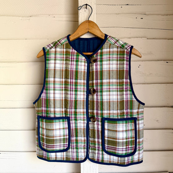 Madras Blue Reversible Vest No. 828