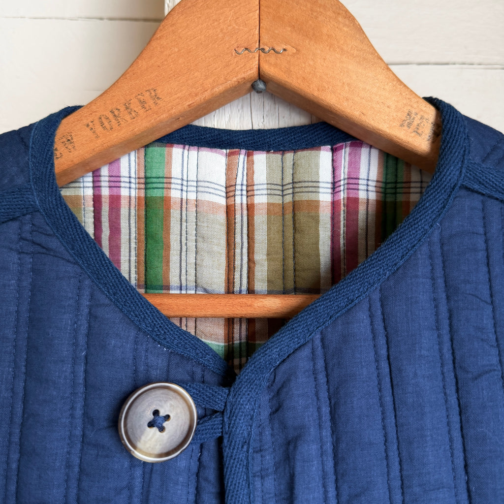 Madras Blue Reversible Vest No. 828