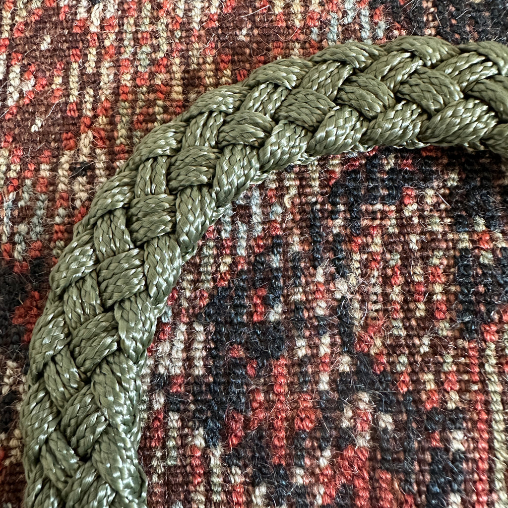 Green Braided Nylon and Leather Dog Collar