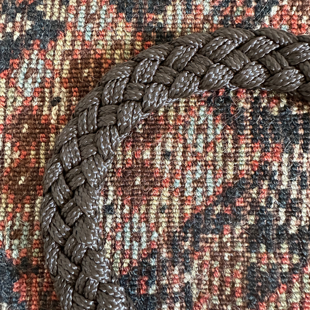 Brown Braided Nylon and Leather Dog Collar
