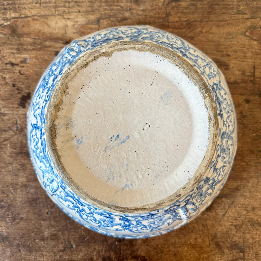 19th Century Blue Spongeware Mixing Bowl