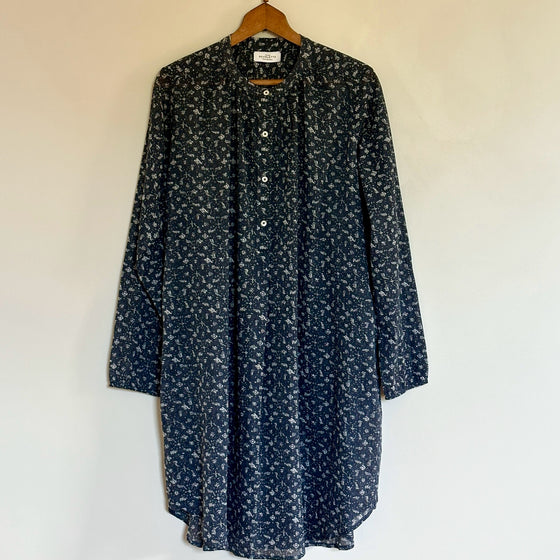 Navy Floral Long Sleeve Cotton Night Dress
