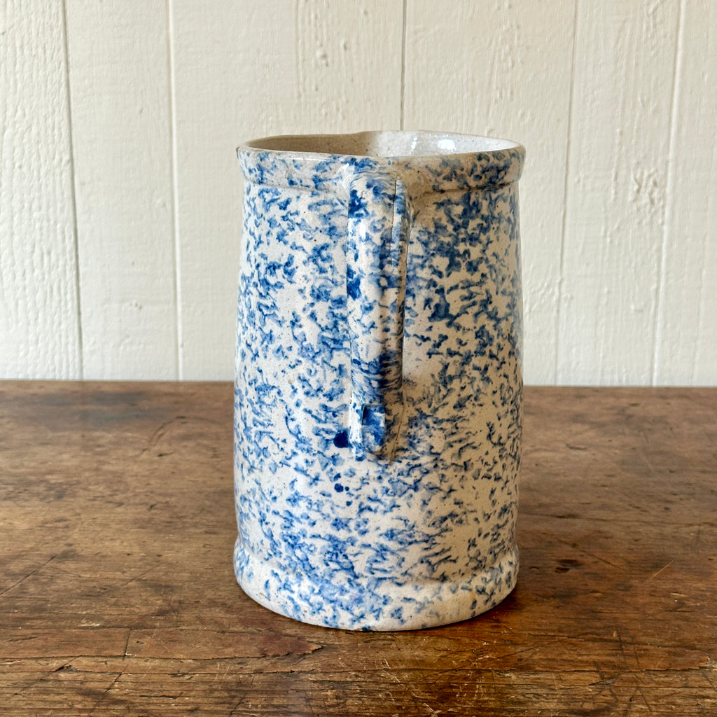 Antique Blue & White Spongeware Pitcher