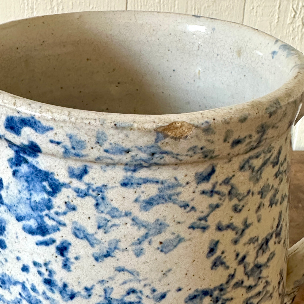 Antique Blue & White Spongeware Pitcher