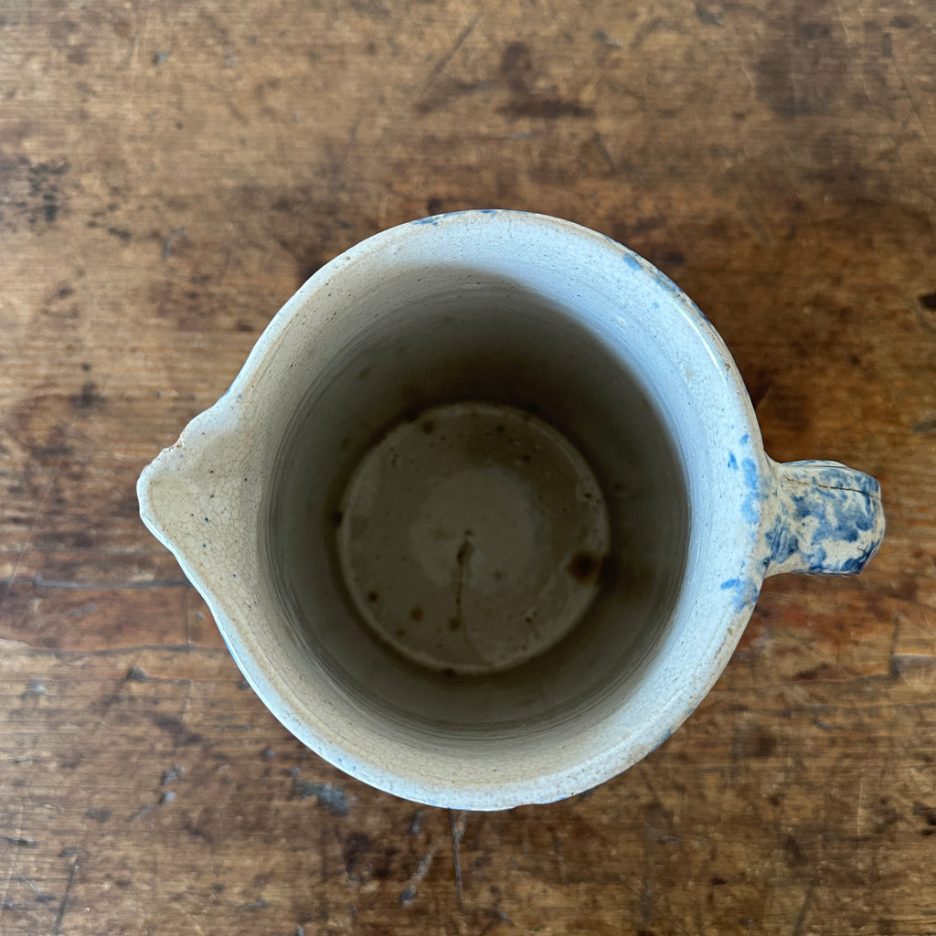 Antique Blue & White Spongeware Pitcher