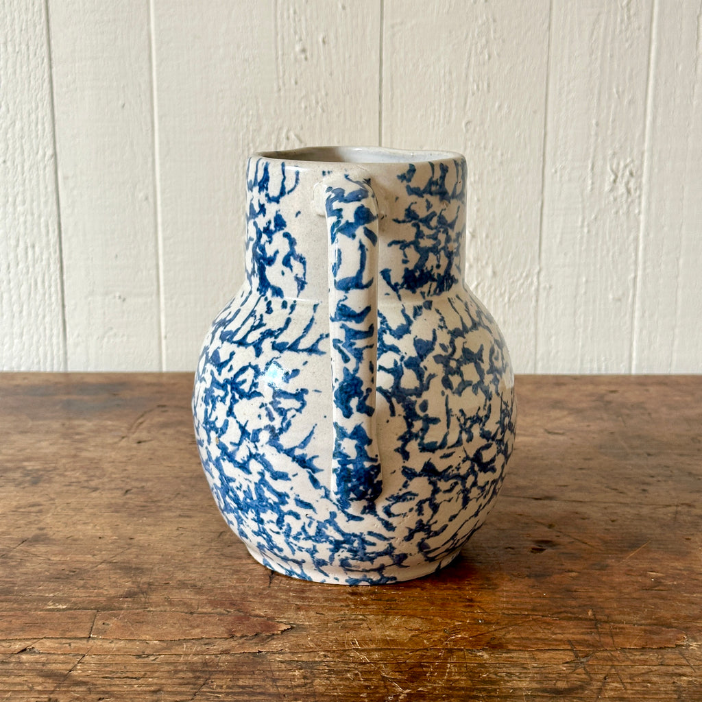 Antique Blue & White Spongeware Pitcher