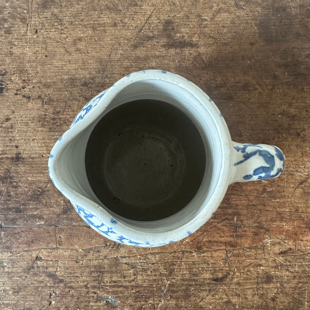 Antique Blue & White Spongeware Pitcher