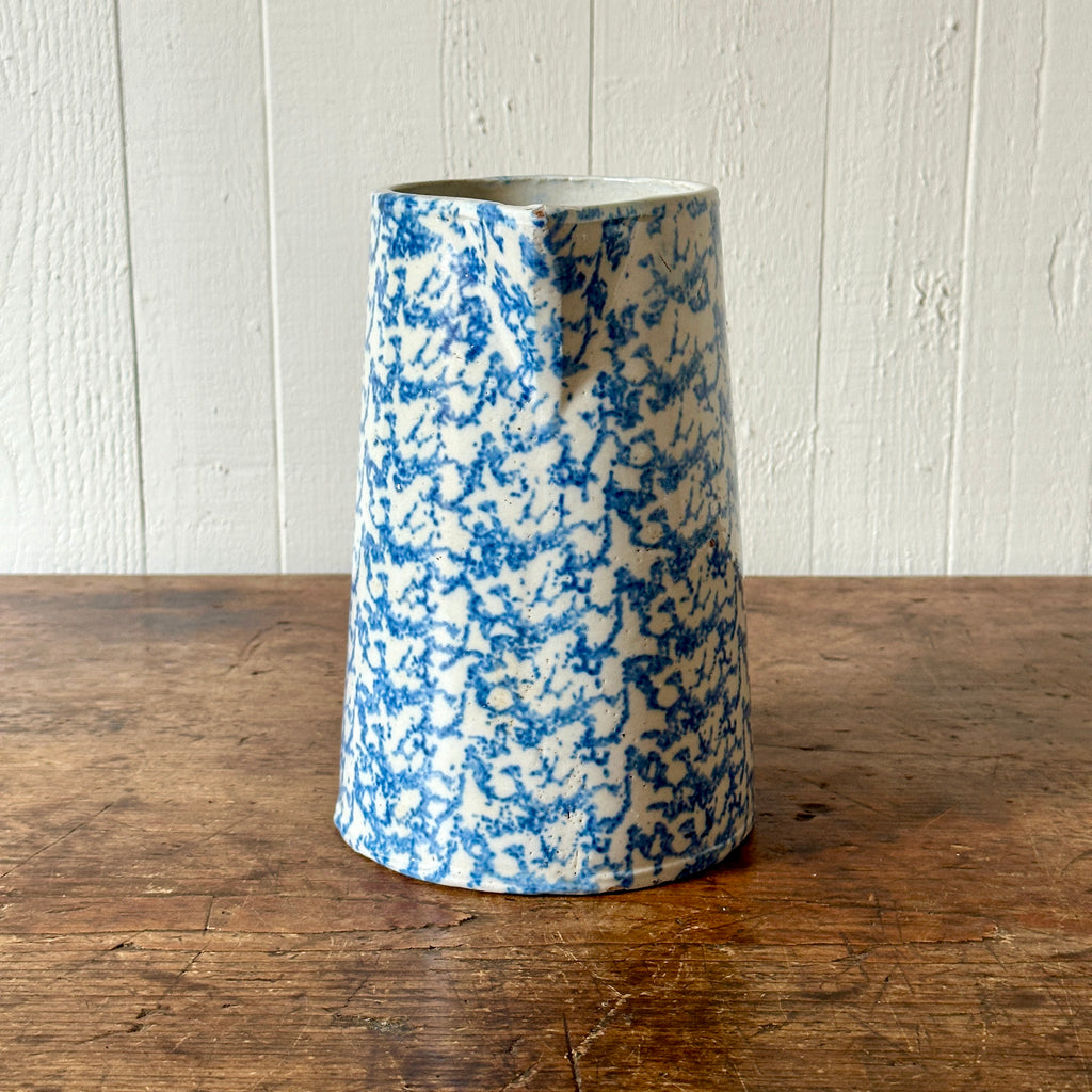 Antique Blue & White Spongeware Pitcher