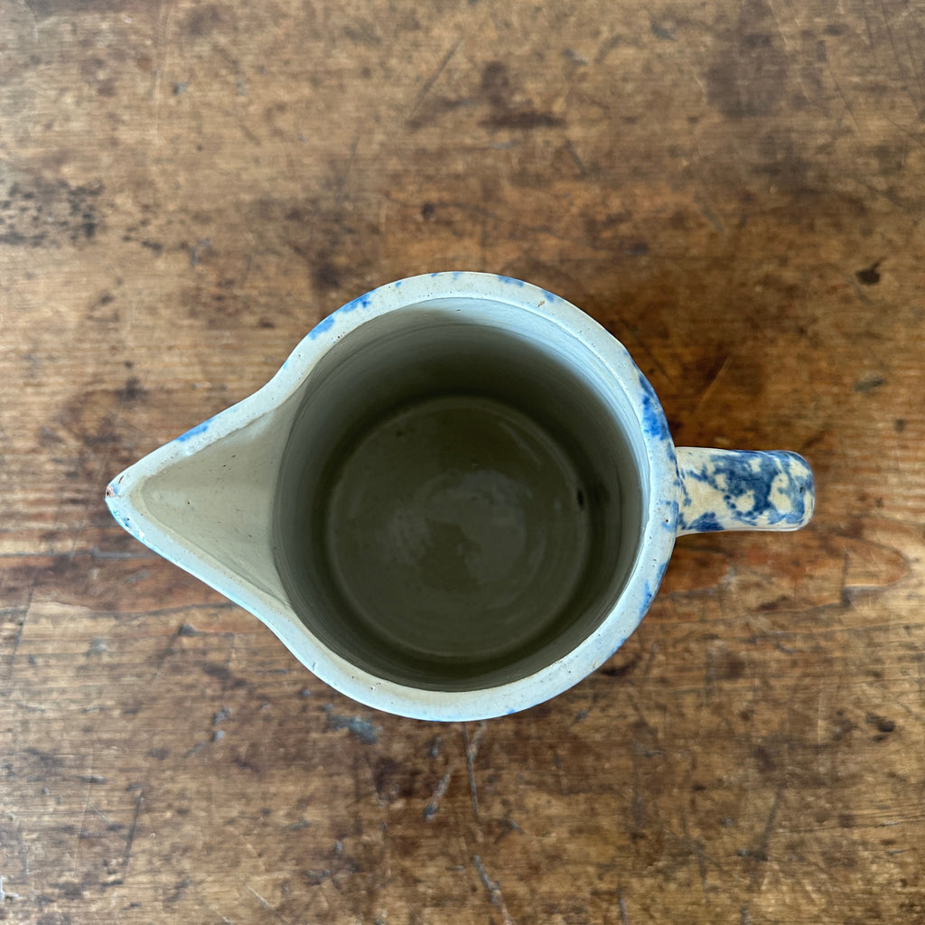 Antique Blue & White Spongeware Pitcher