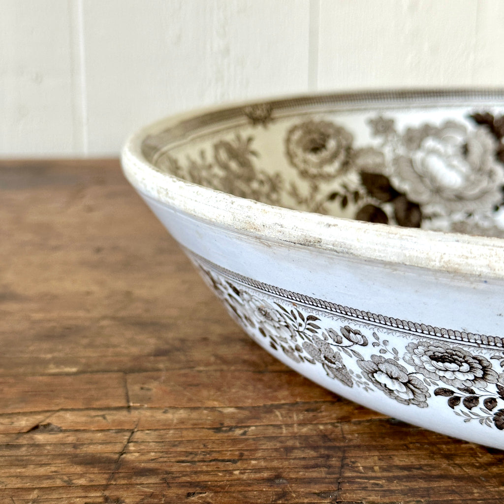 Large Brown Transferware Serving Bowl