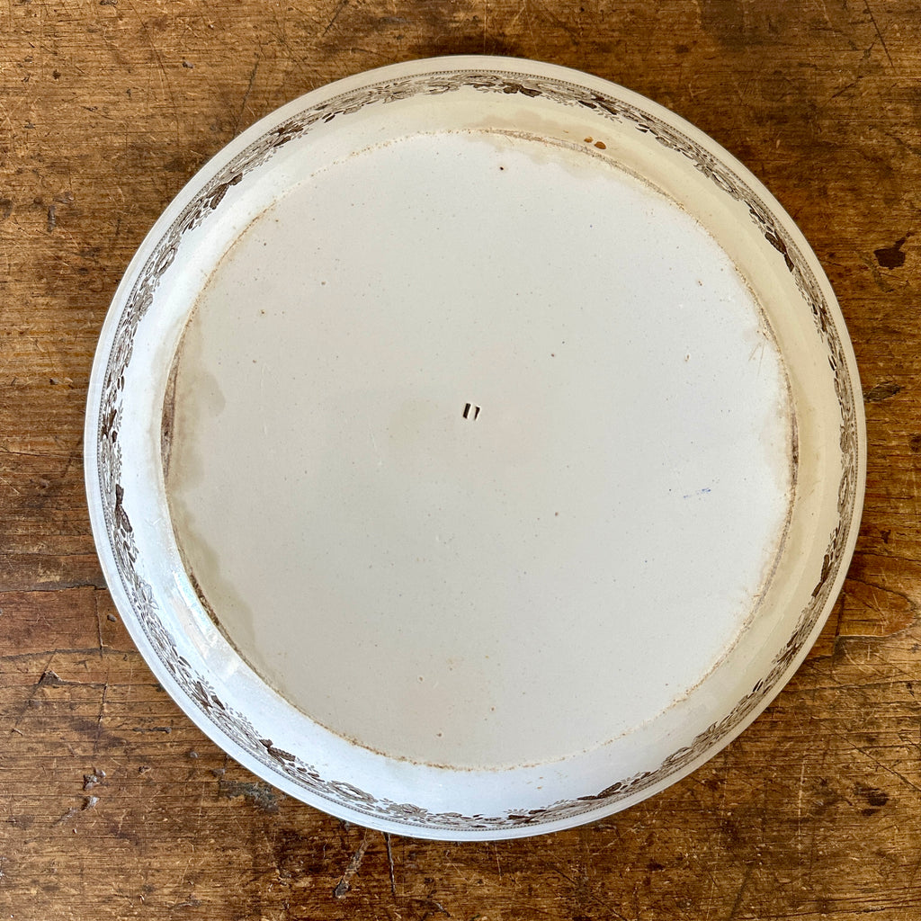 Large Brown Transferware Serving Bowl