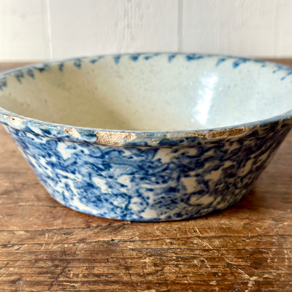 Small Blue Spongeware Serving Dish