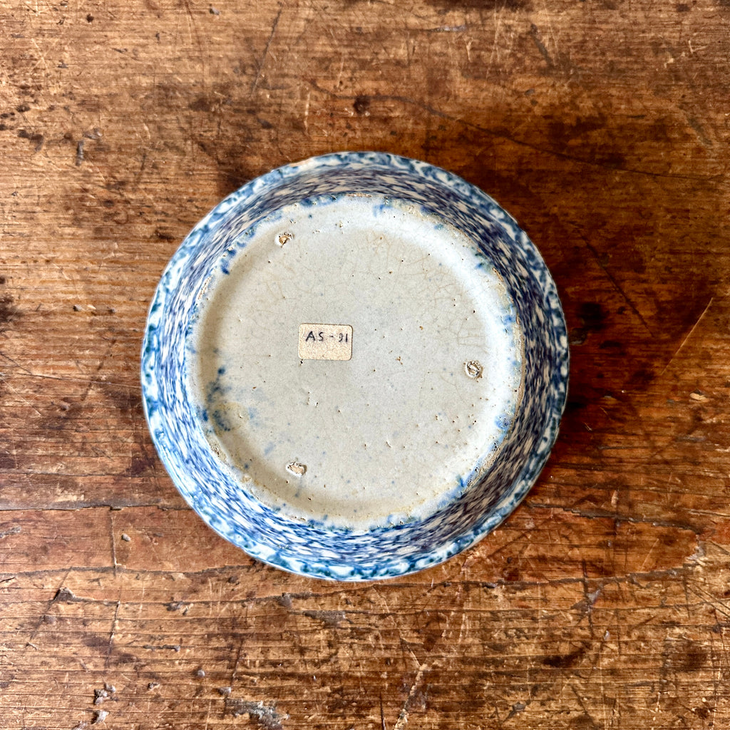 Small Blue Spongeware Serving Dish