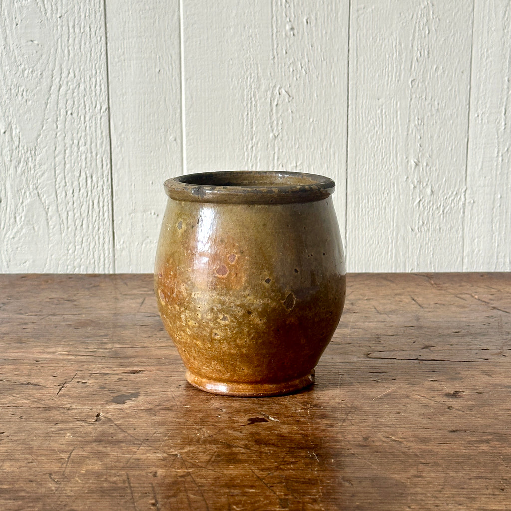 Antique Green Glazed Crock