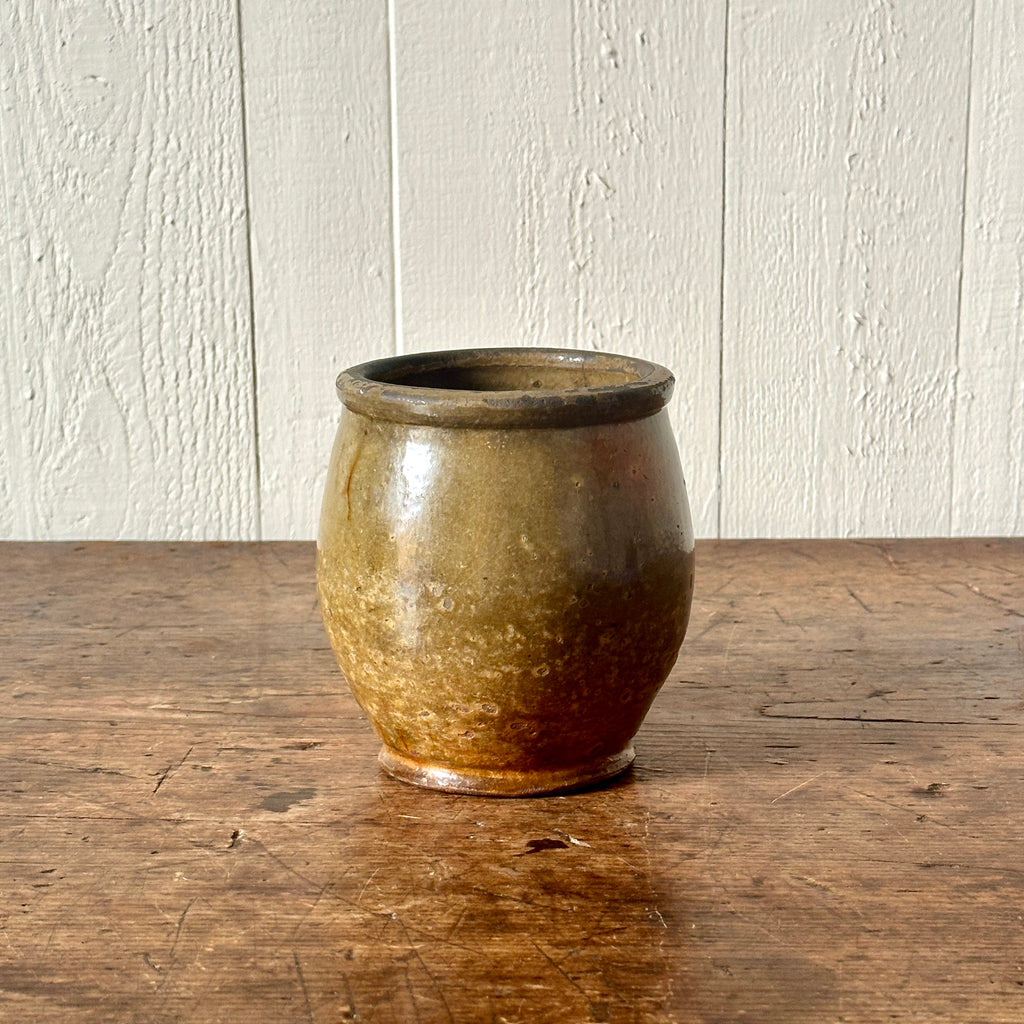 Antique Green Glazed Crock