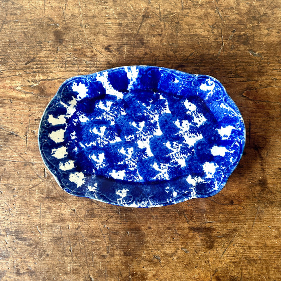 Blue and White Spongeware Platter