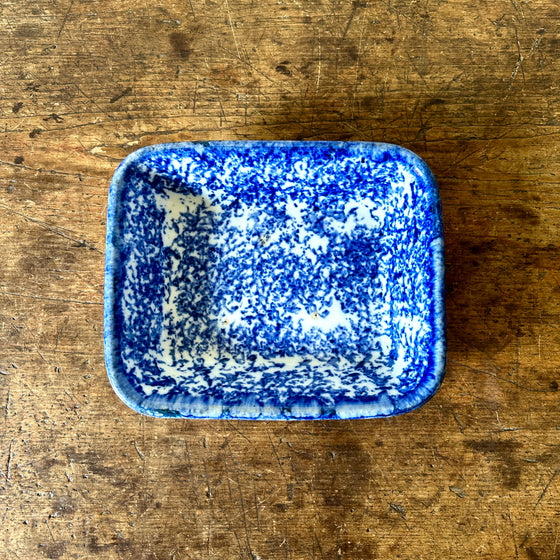 Blue and White Spongeware Serving Dish