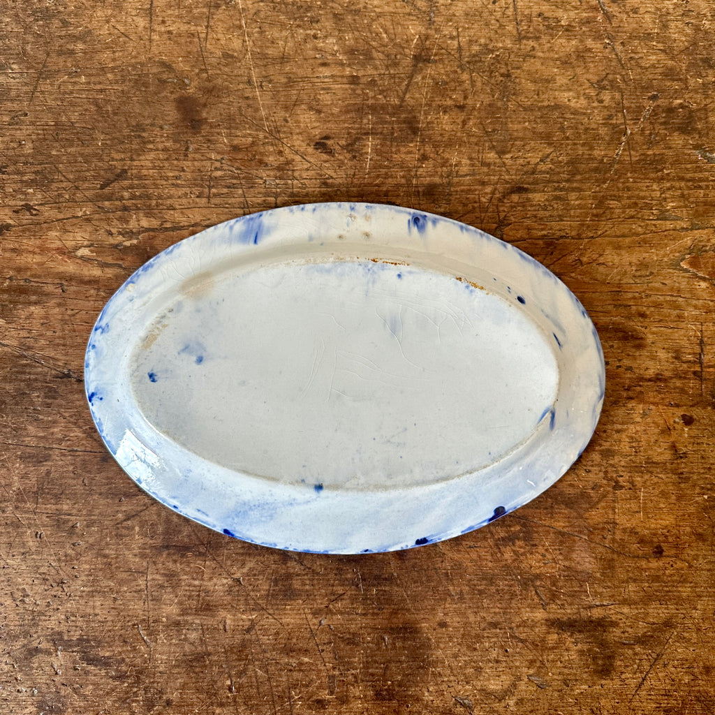 Antique Blue Oval Platter