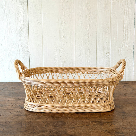 Hunting Lodge White Wicker Tray - Small