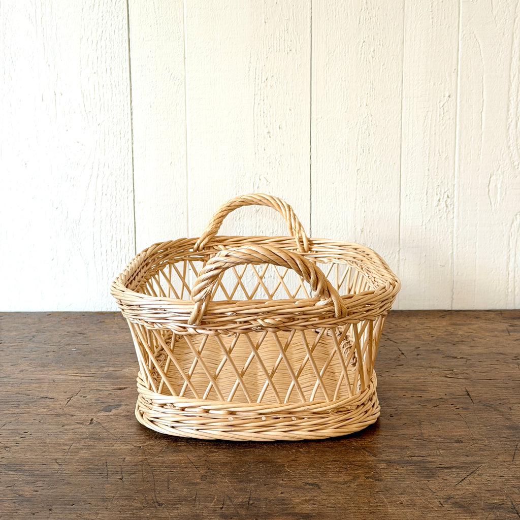 Hunting Lodge White Wicker Tray - Small
