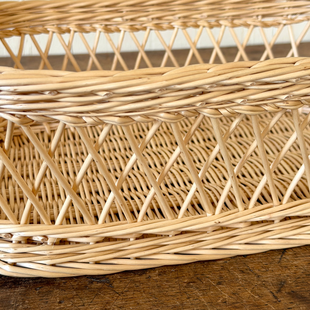 Hunting Lodge White Wicker Tray - Small