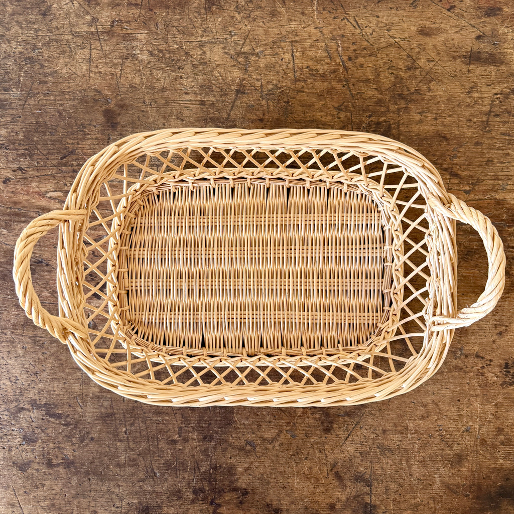 Hunting Lodge White Wicker Tray - Small