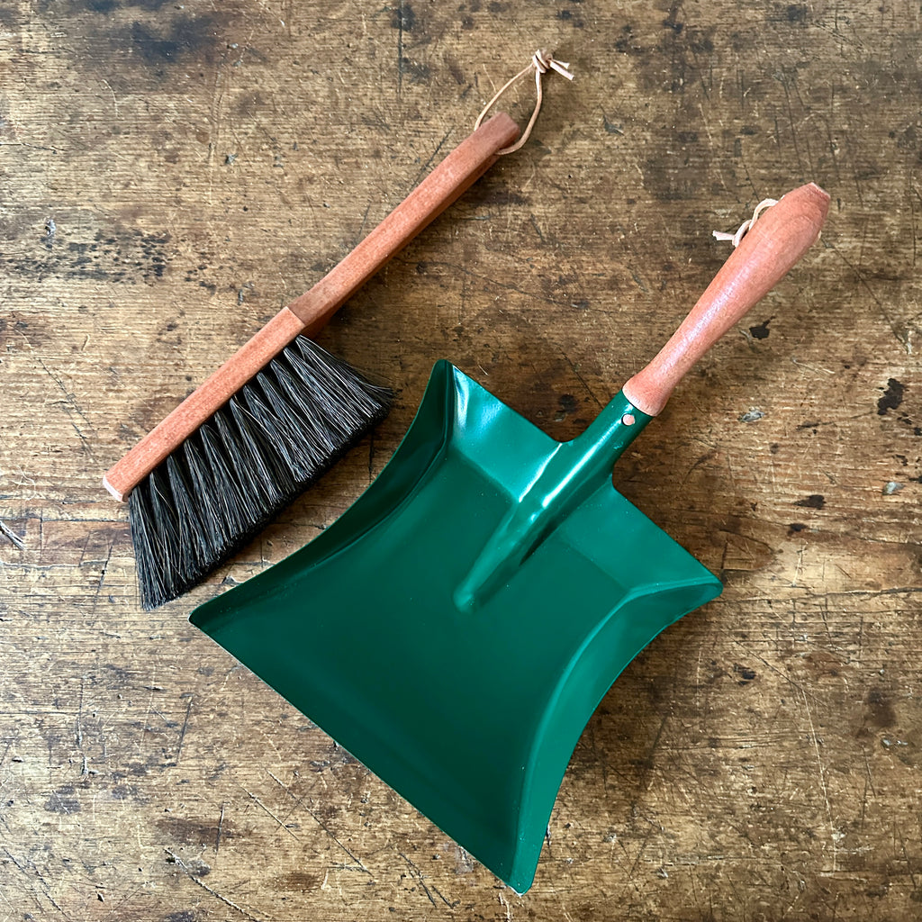 Dark Green Dust Pan and Brush