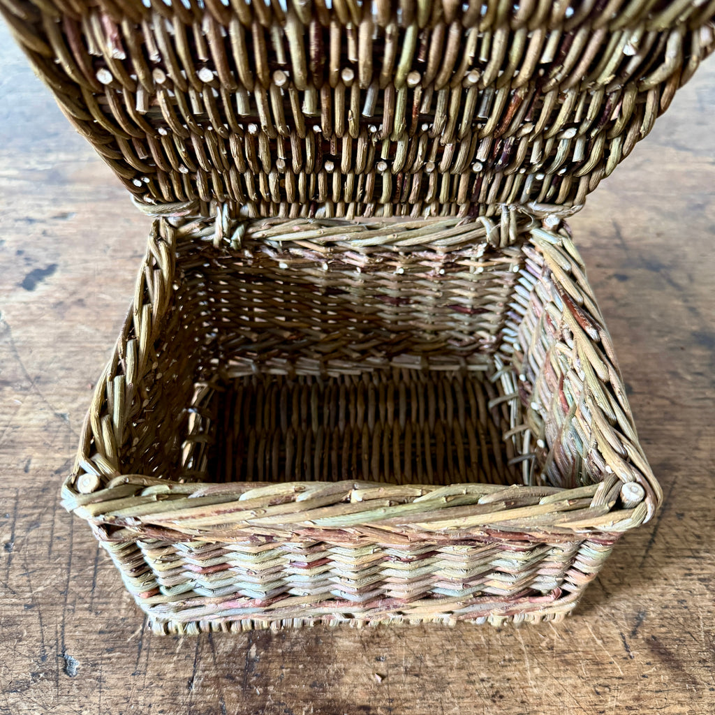 Lidded Wicker Key Box - Green
