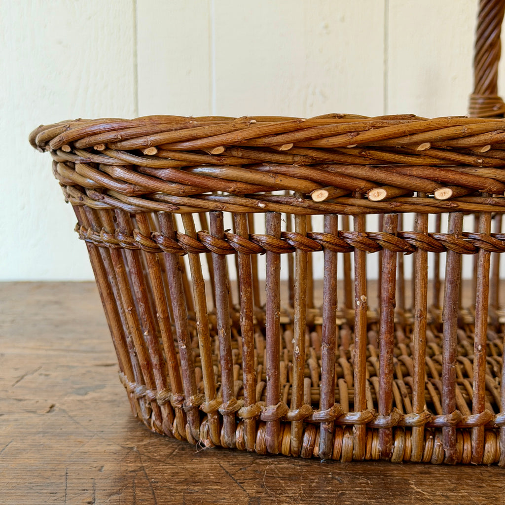 Openwork Large Wicker Butter Basket - Brown
