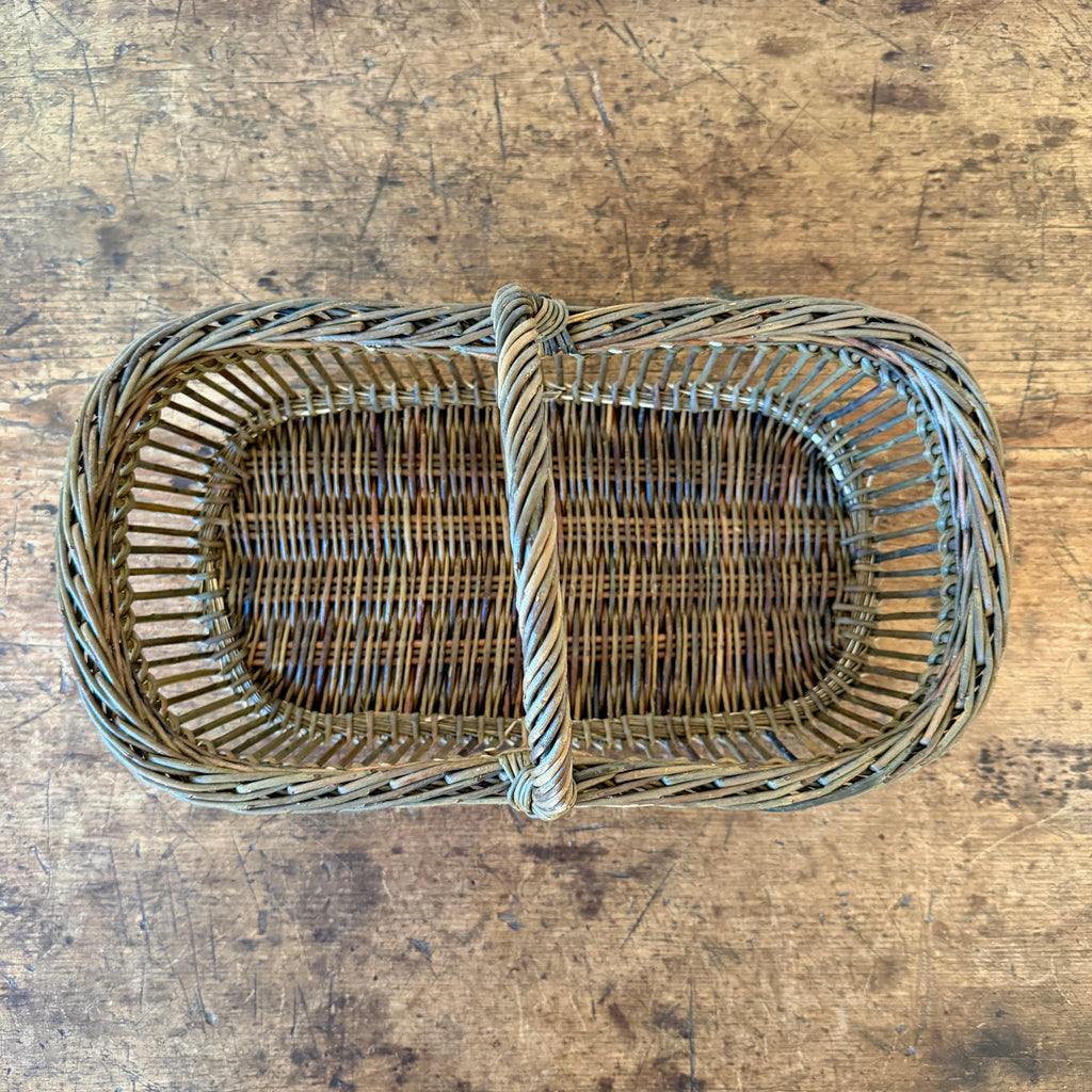 Openwork Small Wicker Butter Basket - Green