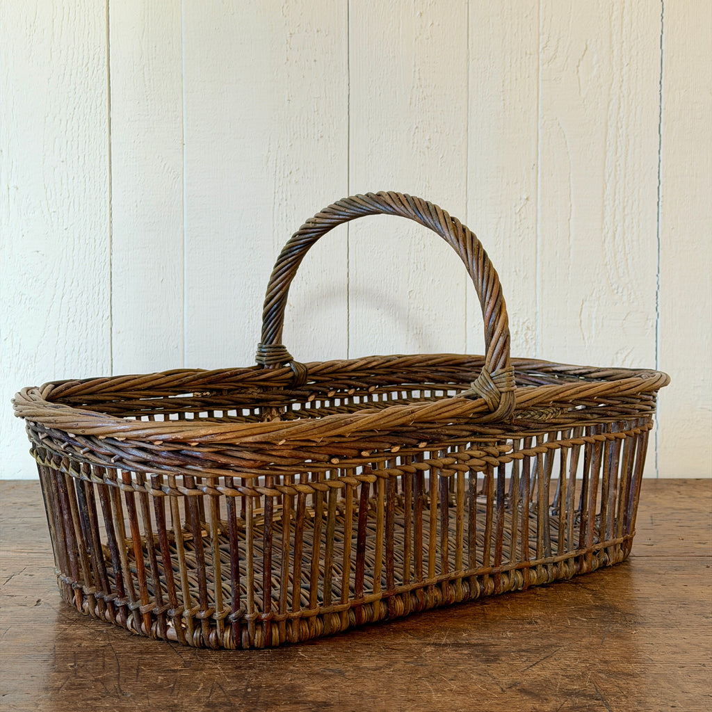 Openwork Large Wicker Butter Basket - Green