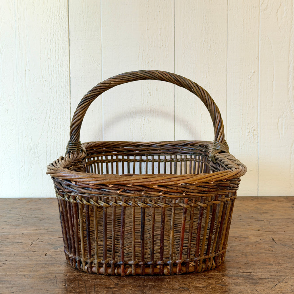 Openwork Large Wicker Butter Basket - Green