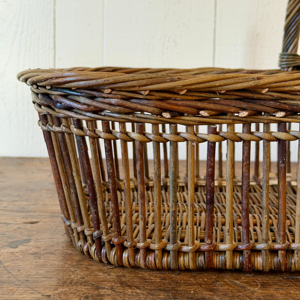 Openwork Large Wicker Butter Basket - Green