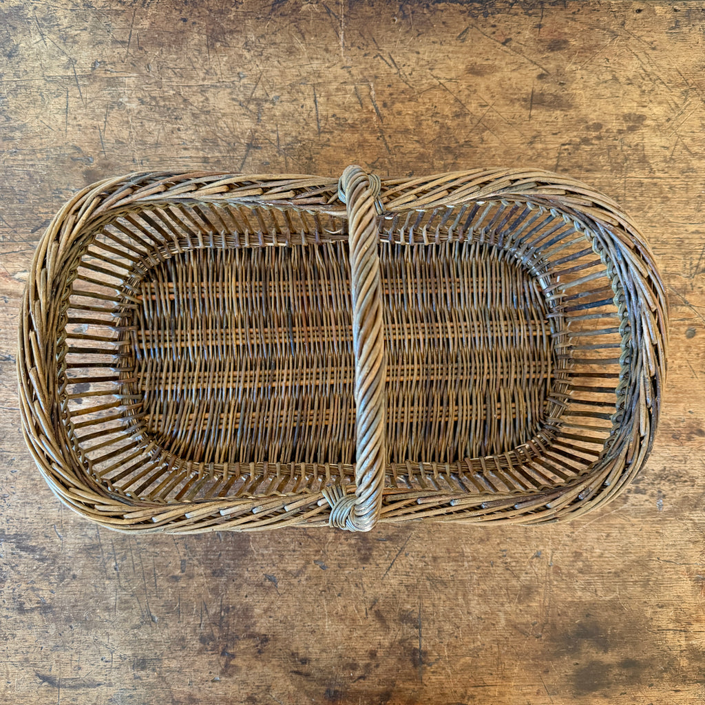 Openwork Large Wicker Butter Basket - Green