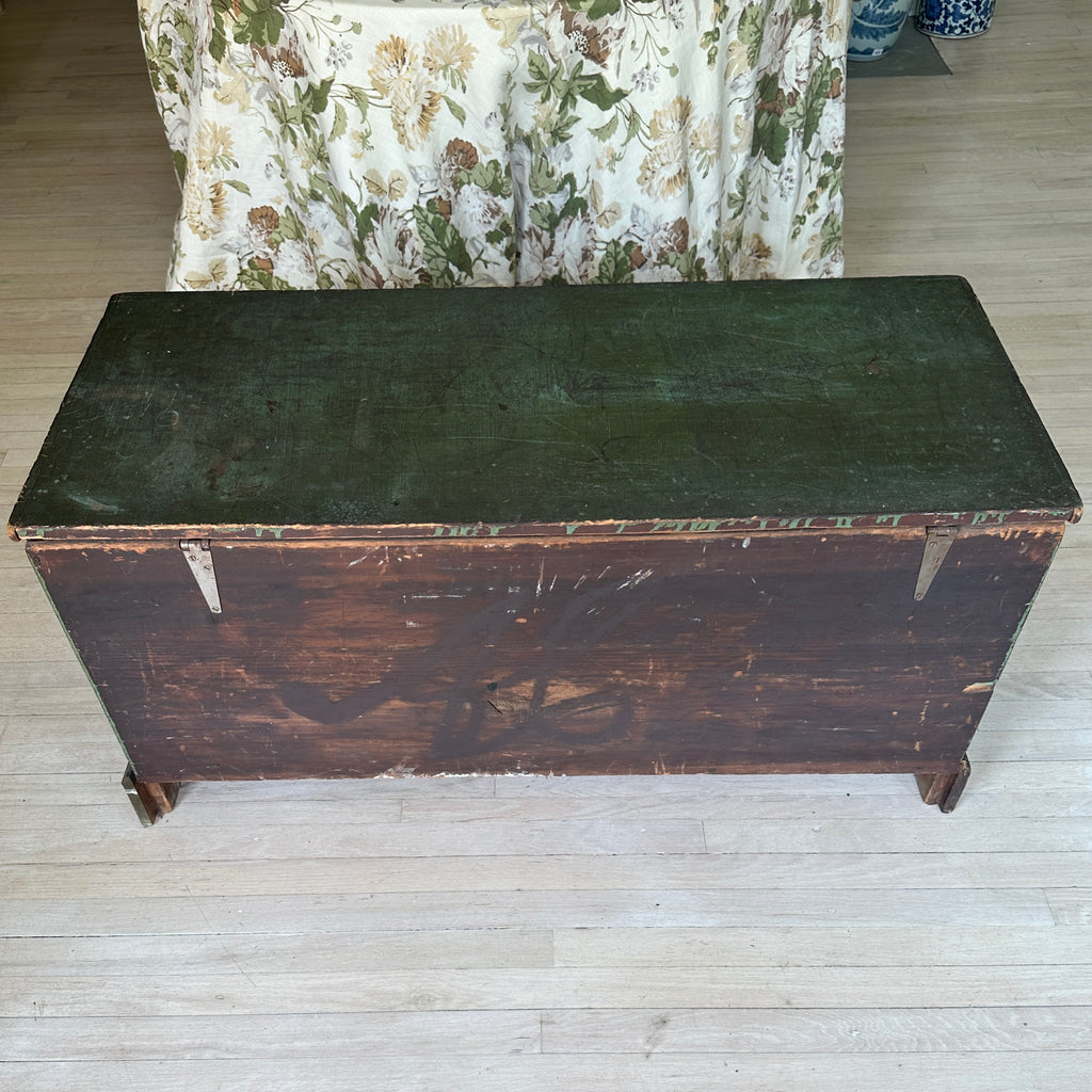 Rustic Green Painted Blanket Box